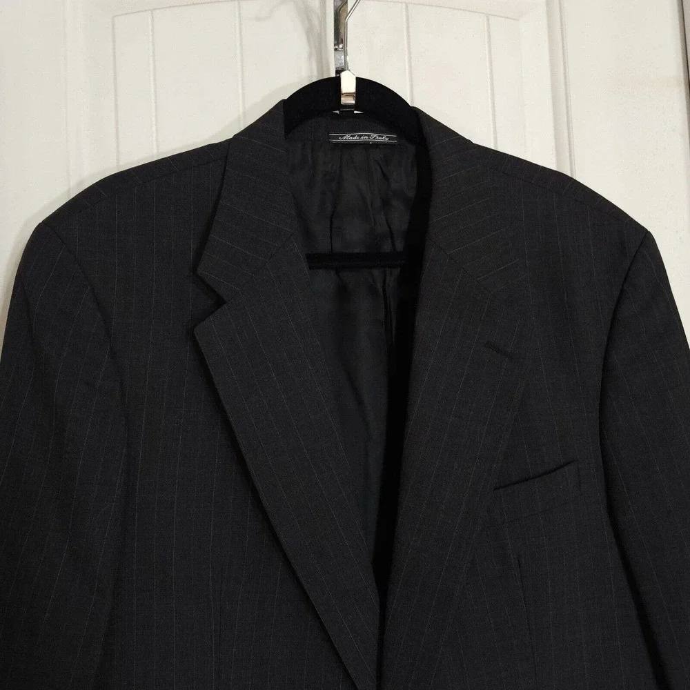 Gianni Versace Mens Blazer Vtg 90s Gray Pinstripe Virgin Wool Suit Jacket NWT 51